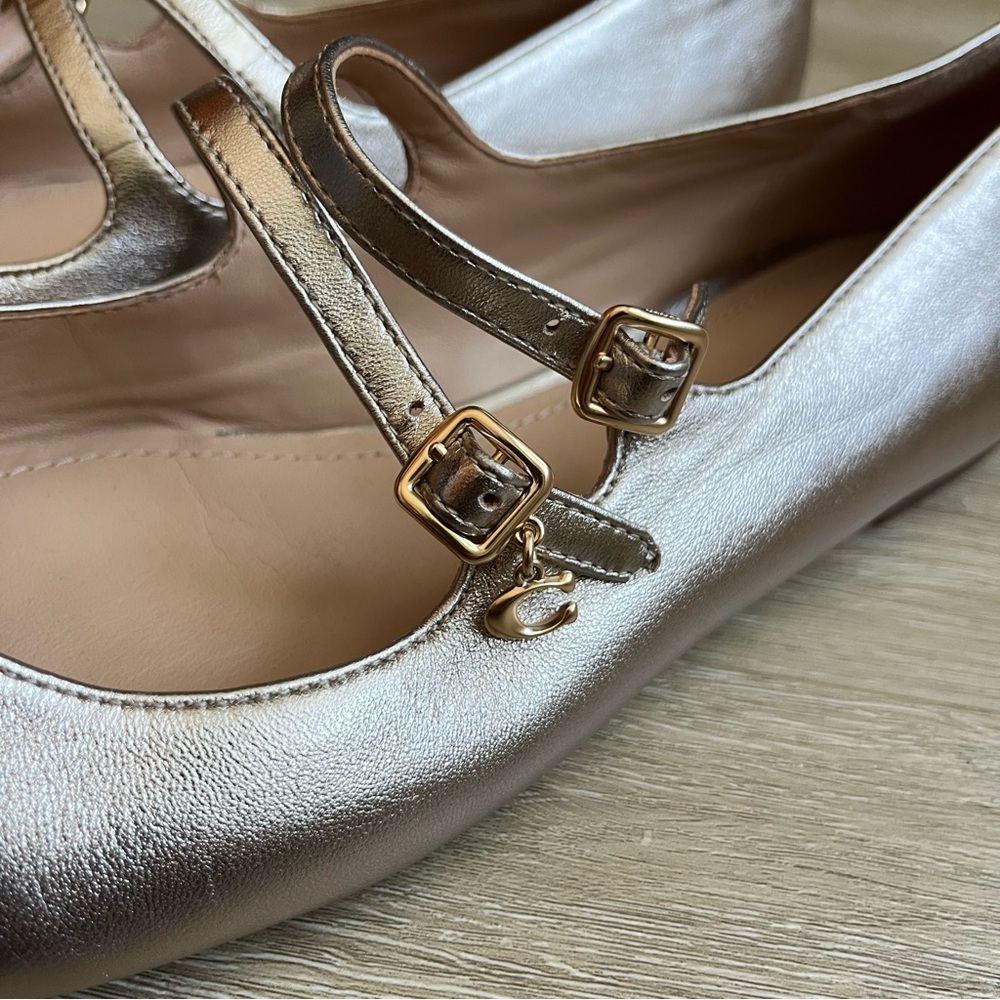 Coach Whitley Mary Jane Ballet Flats Rose Gold SZ 9.5 NWOT - Picture 2 of 8